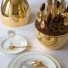 Premium Cutlery Set 24 Pcs with Oval Shaped Stand | Beautiful Stylish Oval Designed Cutlery Sets, Egg - Shaped Luxury Spoon Holder Set  (Golden / 24 pcs set) - Justgrabit Inc.