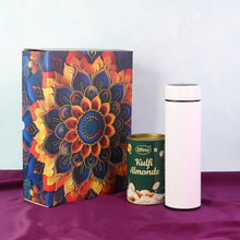 Effete Kulfi Almonds Gift Hamper, Golden With Bottle (2 Pc Set), Mix Color - justgrabit.in | Just Grab It