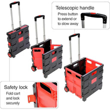 Foldable Shopping Grocery Trolley / Cart Travel Portable Food Basket (1 Pc) - justgrabit.in | Just Grab It