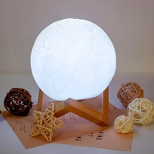 3D Moon Night Lamp with Stand (Color Box / White & Yellow Light / 1 Pc) - justgrabit.in | Just Grab It