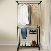 Double Pole Adjustable Garment Stand (1 Set) - justgrabit.in | Just Grab It