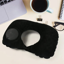 8512 3 in 1 Comfortable Travel Sleeping Kit, Neck Pillow, Eye Mask & Ear Plug Set Inflatable Plane Sleeping Pillow Head Neck Support Pillows for Travel Airplane Office, Black - Justgrabit Inc.