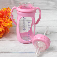 Baby Feeding Bottle with Handles & Straw (Mix Design, Size & Color / 1 Pc) - justgrabit.in | Just Grab It