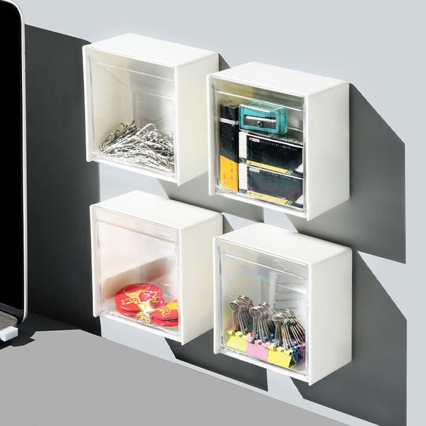 4037Adhesive Wall Mounted Flip Storage Box Holder Small Object Storage Case ( 1 pcs ) - justgrabit.in | Just Grab It