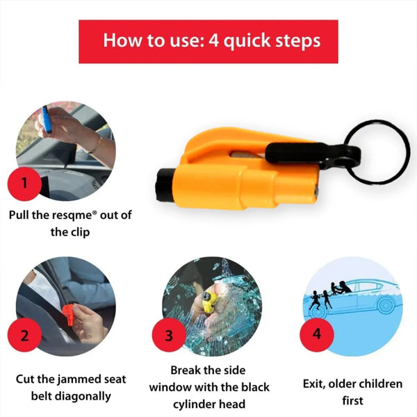 2 - in - 1 Emergency Safety Cutter – Keychain Tool for Glass Breaking & Seatbelt Cutting, Portable & Handy - Justgrabit Inc.