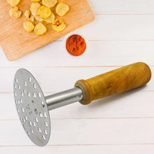 High Grade Stainless Steel Potato Masher Paubhaji / Pav Bhaji Masher with Wooden handle (1 Pc) - justgrabit.in | Just Grab It