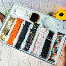 10 in 1 Set Ultra 2 Smart Bluetooth Calling Smart watch + Earphones with Transparent Screen Guard Watch with Seven Classic Straps (Mix Color) - justgrabit.in | Just Grab It