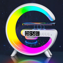 Smart Alarm Clock with G - Shape RGB Light Bluetooth Speaker, Wireless Charging (1 Pc) - justgrabit.in | Just Grab It