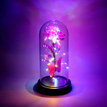 LED Decorative Rose with Butterfly in Transparent Plastic Dome (1 Pc / Battery Not Included) - Justgrabit Inc.