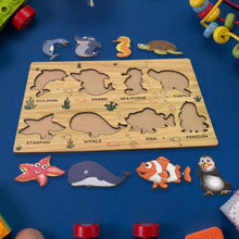 Seawater Animal Wooden Puzzle Learning Educational Board (1 Set) - justgrabit.in | Just Grab It