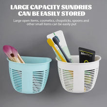 Hanging Plastic Storage Basket, Adhesive Wall Mounted Organizer Box Make Up Holder Shelf Bathroom Wall Basket Punch Free Drain Basket for Kitchen Bathroom, Wall Type Storage Basket (1 Pc) - Justgrabit Inc.