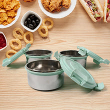 Ganesh 4In1 Tiffin Box - Lunch Box | 3 Stainless Steel Containers 300 Ml Approx & Plastic Salad Container 200 Ml Approx| Plastic lid Box | Round Zip Bag | Leak Proof | Microwave Safe for Office, College and School for Men, Women  - Justgrabit Inc.