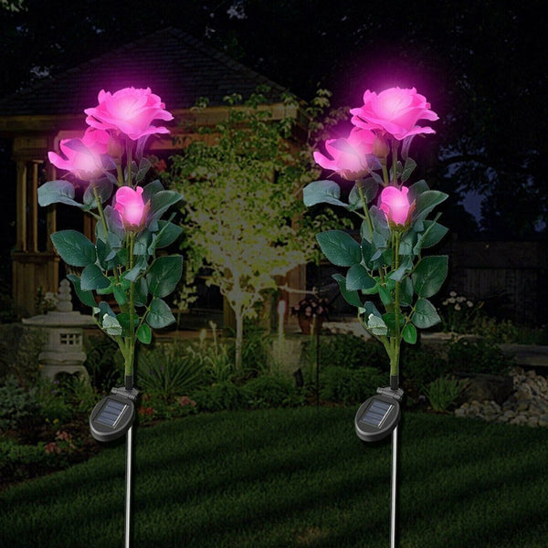 Garden Solar Outdoor Rose Lights Decorative Holiday Decoration (2 Pcs Set) - justgrabit.in | Just Grab It