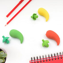 3D Fancy Colorful Chili Shape Erasers – Mini Novelty Eraser Set (3 Pc) - Justgrabit Inc.