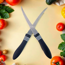 Premium Curved Serrated Stainless Steel Kitchen Knife Set (Mix Color & 2 Pc) - justgrabit.in | Just Grab It