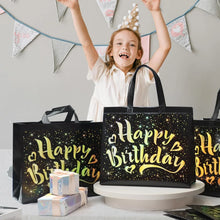 Birthday Gift Bag with Gold Shiny Stars, Reusable Party Gift Bags (1 Pc) - Justgrabit Inc.