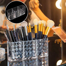 Elegant Crystal - Effect 3 - Compartment Acrylic Makeup Brush Holder (1 Pc) - justgrabit.in | Just Grab It