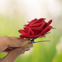 Flower Rose Hair Pin/Clip – Velvet Flower Design (12 Pcs Set, Red Color) - justgrabit.in | Just Grab It