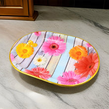 Medium Plastic Flower Printed Design Serving Tray (1 Pc / 31 x 21 CM / Mix Color) - justgrabit.in | Just Grab It