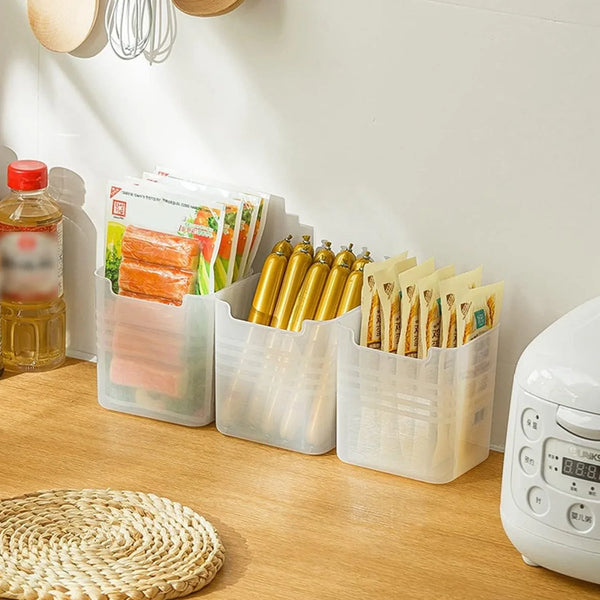 3Pcs Clear Plastic Organizer Storage Versatile Kitchen Drawer Organizer Tray for Desk, Makeup, Bathroom, Kitchen Pantry Cabinet - Justgrabit Inc.
