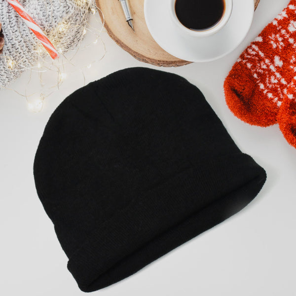 Cap for Winter Woolen Knitted Black Inside Fur Caps (1 Pc / Mix Design & Color) - justgrabit.in | Just Grab It