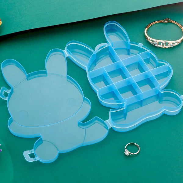 Transparent Cartoon Bear Clear Plastic Storage Box Jewelry Organizer Holder Cabinets For Small objects (1 Pc Mix Color) - justgrabit.in | Just Grab It