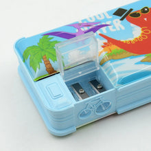 Plastic Multipurpose Compass Box – Double Deck Pencil Case with 2 Compartments & Cartoon Organizer (1 Pc, Mix Design) - Justgrabit Inc.