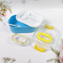 Durable Plastic Lunch box for Kids With 2 in 1 Spoon, Fork (1 Pc) - justgrabit.in | Just Grab It