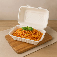 FresheeClamshell Takeaway Compostable Bagasse Food Box 9x6x3 Inch – 10 Pcs Pack - justgrabit.in | Just Grab It