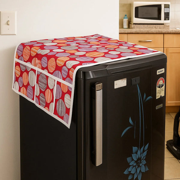 Refrigerator Top Cover with Side Pockets (100x60 Cm / 1 Pc) - justgrabit.in | Just Grab It