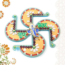 Golden Swastik Shubh Labh Wall Hanging with Ganesh Idol (1 Pc) - Justgrabit Inc.