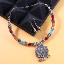 Oxidised Silver Traditional Beaded Necklace Set - justgrabit.in | Just Grab It