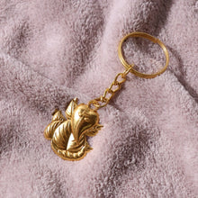Golden Ganesh Leaf Design Keychain (1 Pc) - justgrabit.in | Just Grab It