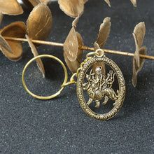 Maa Durga Oval Frame Golden Keychain (1 Pc) - justgrabit.in | Just Grab It