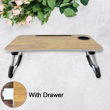 Multi - Purpose Laptop Desk for Study and Reading with Foldable, Cupholder & Drawer (1 Pc / Mix Plain Design / 58×38 Cm) - justgrabit.in | Just Grab It