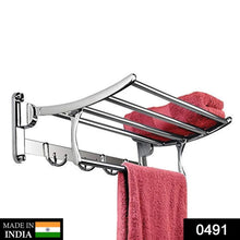 Stainless Steel Folding Towel Rack Cum Towel Bar 18 Inch - Justgrabit Inc.