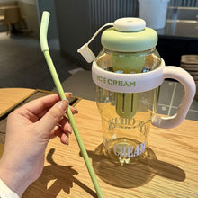 Approx 1300ML Large Capacity Cute Ice Cream Themed Water Bottle with Handle, Straw - justgrabit.in | Just Grab It