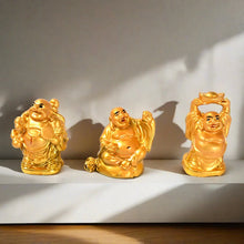 Golden Laughing Buddha Set Of Six Pieces Statue For Happiness, Wealth & Good luck Decor For Wealth and Success (6 Pcs Set) - Justgrabit Inc.