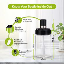 Clear Glass Oil Dispenser Bottle Integrated Silicone Basting Brush (250ml Approx) - justgrabit.in | Just Grab It