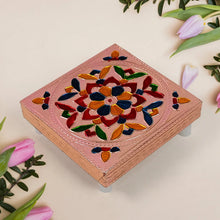 1 Pc Meenakari Wooden Chowki & Bajot Set: For Home & Office Puja (Multicolor) - Justgrabit Inc.