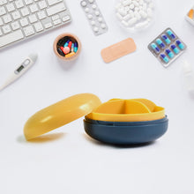 Portable Round Shape 4 Compartments Pill Box (1 Pc / With Color Box) - justgrabit.in | Just Grab It