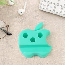 Multi - Functional Apple - Shaped Plastic Mobile Stand with Pen Holder (3 Pc / Mix Color) - justgrabit.in | Just Grab It