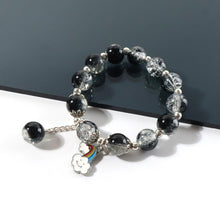 Elegant Black & Crystal Beaded Charm Bracelet - justgrabit.in | Just Grab It
