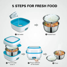 Electric Lunch Box, 3 In 1 Food Heater / Cooker / Steamer with Stainless (1 Set) - justgrabit.in | Just Grab It