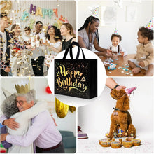 Birthday Gift Bag with Gold Shiny Stars, Reusable Party Gift Bags (1 Pc) - Justgrabit Inc.