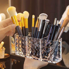 Elegant Crystal - Effect 3 - Compartment Acrylic Makeup Brush Holder (1 Pc) - justgrabit.in | Just Grab It