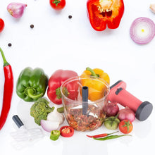 1100 ml 2 in 1 Push up Chopper with affixed with 6 Sharp Blade | Vegetable and Fruit Cutter with Easy Push and chop Button - justgrabit.in | Just Grab It