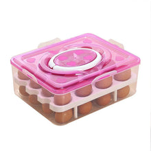 2Layer, 32 Grid Egg Tray with Lid Egg Carrier Holder for Refrigerator, Camping Food Storage Container with Handle (1 Pc ) - Justgrabit Inc.