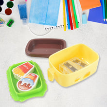 Plastic Burger Shape Small Size Double Hole Sharpener With Eraser (1 Set) - justgrabit.in | Just Grab It