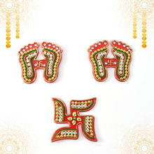 Decorative Laxmi Charan (Pagla) & Swastik Combo Set (3pc Set) - Justgrabit Inc.